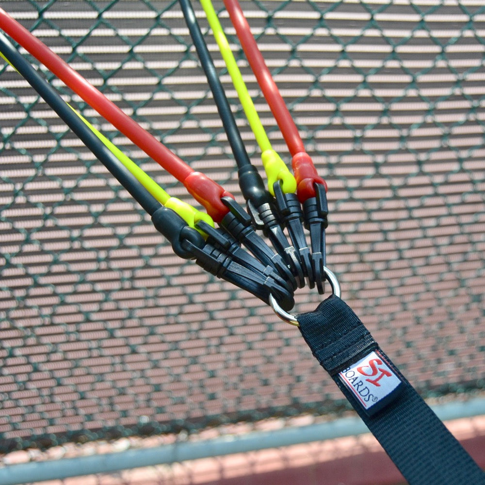 RESISTANCE BAND SYSTEM | (2) Handles, (2) Foot Straps, (2) Long Loop Straps, (6) Resistance Bands & Mesh Bag