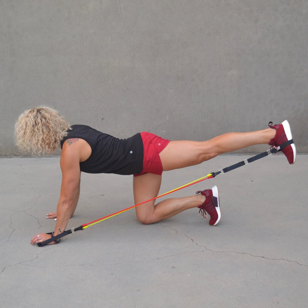 RESISTANCE BAND SYSTEM 2 Handles 2 Foot Straps 2 Long Loop Straps 6 Resistance Bands Mesh Bag